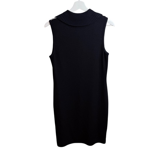 ST. JOHN SPORT Black Sleeveless Zebra Print Collared Knit Dress Wool Blend Sz P - Picture 7 of 9